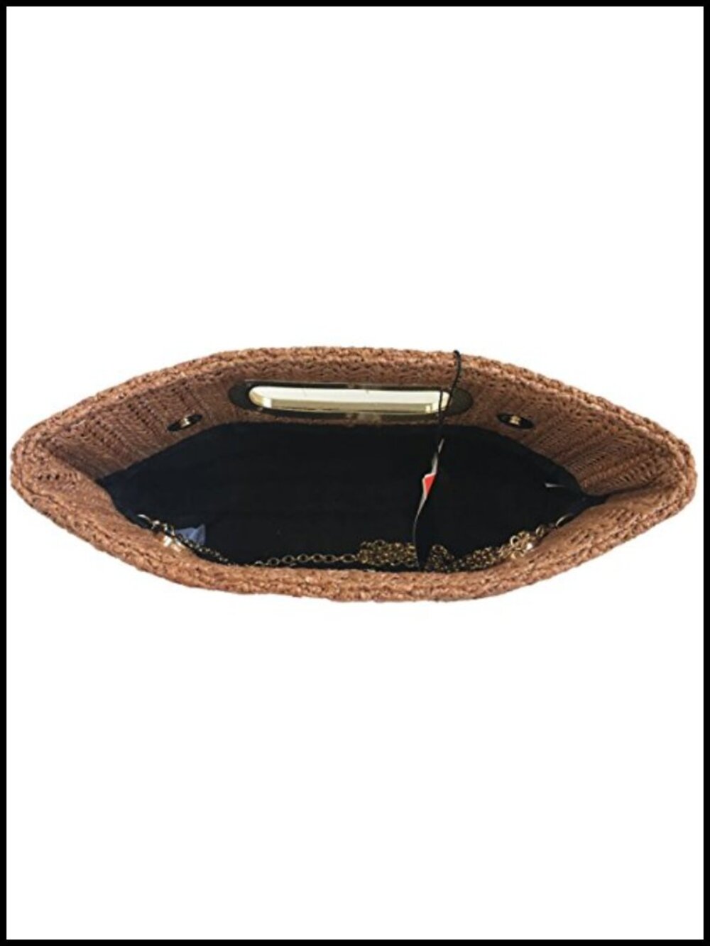 Top Handle Straw Clutch with Detachable Chain Crossbody - Picture 3 of 6
